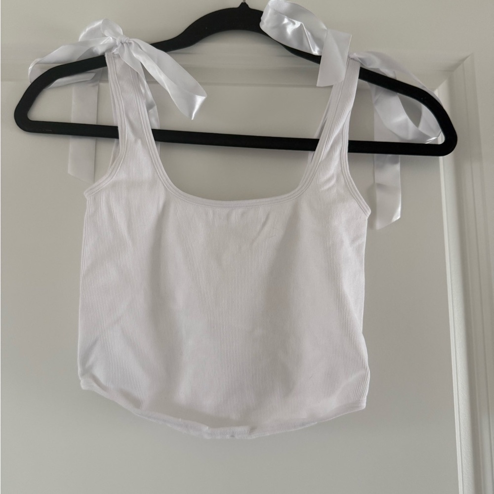 Altar'd State White Ribbon Strap Tank Top